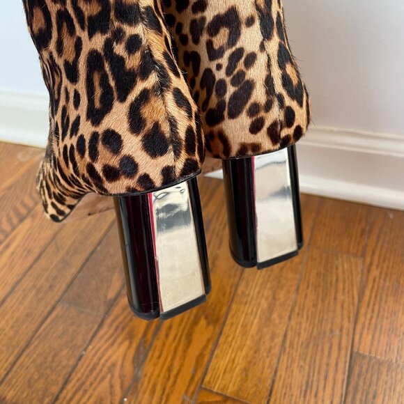 KATE SPADE Rudy Leopard Cheetah Calf Hair Block Heel Square Toe Ankle Boots 8.5 - Picture 10 of 14